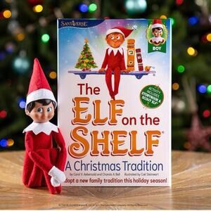 Original The Elf on the Shelf with Hat and Book Boy Elf Holiday Christmas Santa